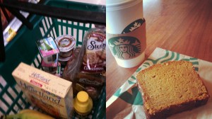 While I had a sitter Starbucks and harris teeter grocery store